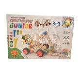 Constructieset Constructor Junior Shovel/ Bulldozer 3 in 1 van hout-  88 onderdelen