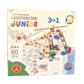 Constructieset Constructor Junior Helikopter 3 in 1 van hout-  80 onderdelen