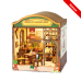 DIY Miniature Scene 3D Boekwinkel met LED- verlichting- MDF DIY Miniature Scene 3D Boekwinkel met LED- verlichting- MDF