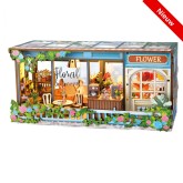 DIY Miniature Scene 3D Bloemenwinkel met LED- verlichting- MDF DIY Miniature Scene 3D Bloemenwinkel met LED- verlichting- MDF