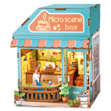 DIY Miniature Scene 3D Koffiehuis met LED- verlichting- MDF DIY Miniature Scene 3D Koffiehuis met LED- verlichting- MDF