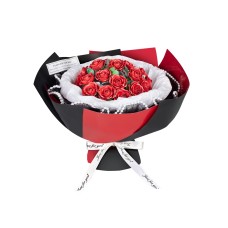 Bouwpakket 3D Model DIY Boeket Rode Rozen- gekleurd- metaal