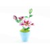 Bouwpakket 3D Model DIY Roze Lelies in Pot- gekleurd- metaal