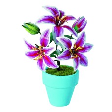 Bouwpakket 3D Model DIY Roze Lelies in Pot- gekleurd- metaal