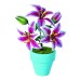 Bouwpakket 3D Model DIY Roze Lelies in Pot- gekleurd- metaal