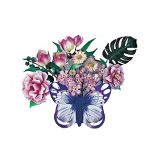 Bouwpakket 3D Model DIY Mand met Vlinderbloemen Magneet- gekleurd- metaal