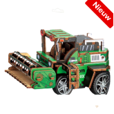 Bouwpakket Oogstmachine met pullmechanische- gekleurd- MDF