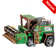 Bouwpakket Oogstmachine met pullback-mechanische- gekleurd- MDF
