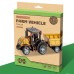 Bouwpakket Tractor met Aanhanger- Pullmechanische- gekleurd- MDF