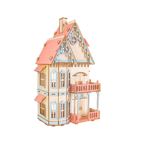 zeven deed het Speeltoestellen Bouwpakket Poppenhuis 'Gotisch Huis'- klein 1:36- kleur
